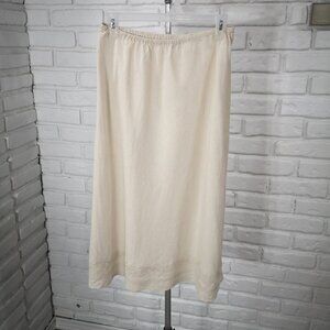 J M Petite Collection Cream A-line 100% Linen Ladies Size 10 Petite Skirt